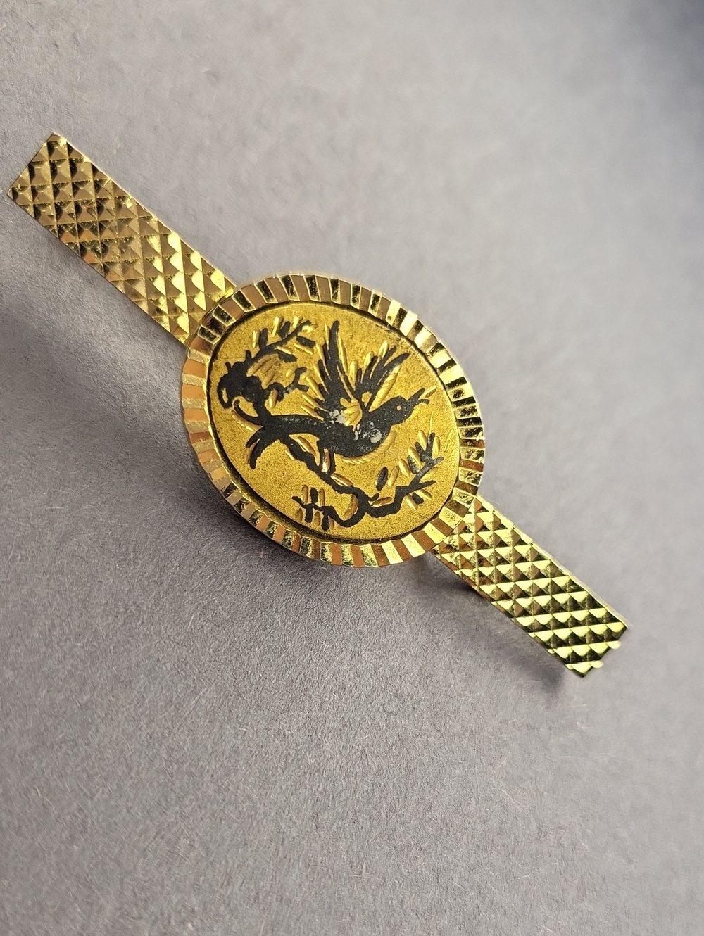 Gold Tone Bird Motif Tie Clip